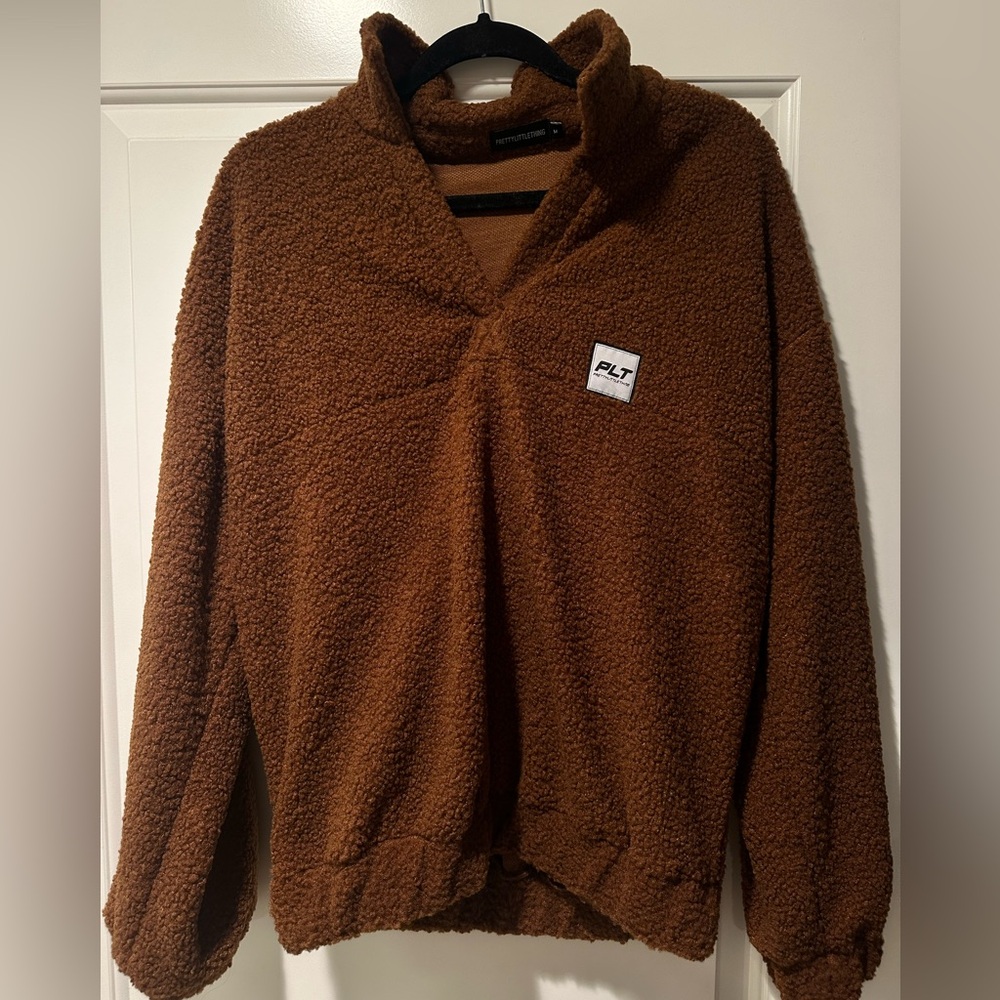 Pretty Little Thing Brown Teddy Crewneck